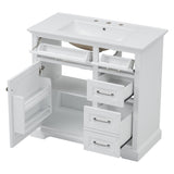 36" Bathroom Vanity Set with Ceramic Undermount Sink, 2 Tip-Out Drawers & Soft-Close Hinges, White W2896P318472