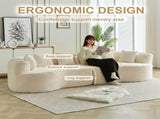 Curved Sectional Sofa, 111.5-inch Oversized Modern Bone-Free Cloud Sofa with 6 Pillows Luxury W3505P456570