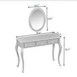 Luxury Makeup Vanity Desk with Oval Mirror, 3-Drawer Dressing Table for Jewelry Storage, Elegant N844P292481G