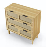 ZUN 3 drawer dresser, modern rattan dresser cabinet with wide drawers and metal handles, farmhouse 38930634