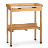 Outdoor Garden Potting Bench Table, Wooden Horticulture Planting Worstation with Metal Tabletop, 2 74289358
