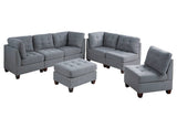 Living Room Furniture Tufted Corner Wedge Grey Linen Like Fabric 1pc Cushion Nail heads Wedge Sofa B011119654