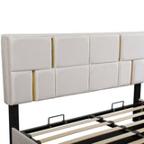 Queen Size Upholstered Platform Bed with Hydraulic Storage System,No Box Spring Needed,Beige N733P207778A