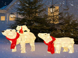 Set of 3 Lighted Polar Bear Family Christmas Decorations, Pre-lit Holiday Decor with 190 Warm White 14959507