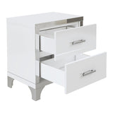 Elegant High Gloss Nightstand with Metal Handle,Mirrored Bedside Table with 2 Drawers for N733P205356K