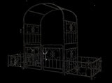 Metal Garden Arch with Gate 79.5'' Wide x 86.6'' High Climbing Plants Support Rose Arch Outdoor 50043989