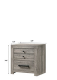 1pc Rustic Charm Weathered Gray Finish Metal Handles Two Drawers Nightstand B2741P354504