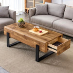 ZUN A coffee table made of American vintage MDF Equipped with drawers made of solid wood W1151141600