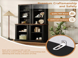 ON-TREND Two-Piece Elegant Freestanding Tall Cabinet with Fully Open Storage, Walnut Element N721P394507B