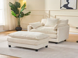 39.4" Modern Accent Chair with Ottoman, Living Room Club Chair Chenille Upholstered Armchair , W3244P392643