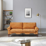 80-Inch Modern Linen 3 seat Sofa with Wooden Legs & Crystal button and Copper Nail, Tufted Backrest, W1117P268791