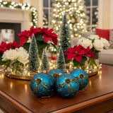 4PCS Set 4.7" Christmas Glass Ball Ornaments Hanging Tree Decor Shiny Holiday Party Supplies Tree 13361321