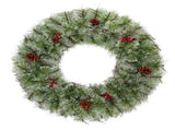 2 Pack 24in Pre-lit Christmas Wreath, Lighted Artificial Xmas Wreath with 100 Warm Lights and 150 22537616