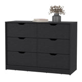 ZUN Basilea 4 Drawers Double Dresser with 2 pull down Cabinets Black B200P239598