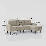 Convertible Combination Sofa Sofa L-Shaped Sofa with Footstools with Storage, Beige Sofa for Living W2012126501