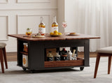 27.6'' Modern Multi-Function Coffee Table/Side Table with Foldable Top & Casters, Multi-tier N735P328521B