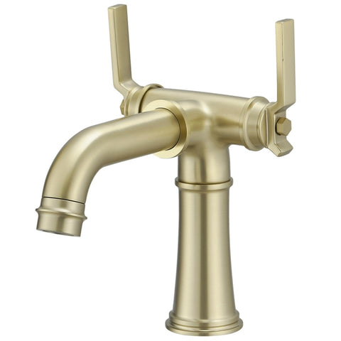 ZUN Industrial Pipe-Style Bathroom Faucet Brushed Gold 2-Handle Vanity Mixer Tap Pop-Up Drain Included W1920P254920