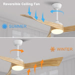 ZUN 52 Inch Minimalist Ceiling Fan Light With 6 Speed Remote Energy-saving DC Motor 52K012WH