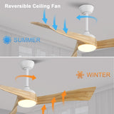 ZUN 52 Inch Minimalist Ceiling Fan Light With 6 Speed Remote Energy-saving DC Motor 52K012WH