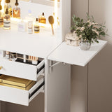 ZUN Small Space Vanity Table Set with 3 Adjustable Lighted Mirror and Storage Chair, Makeup Vanity Table W509P238990