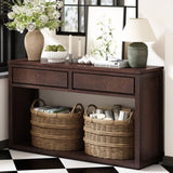 55" Console, Rustic Wooden Entryway with Storage Drawers and Open Shelf, Elegant Sofa 66076097