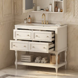 36" Bathroom Vanity Cabinet Sink Combo Set, Undermount Ceramic Sink, Free Standing Vanity Set N710P250654Y