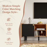 Mid Century TV Stand 3 Cabinets, Media Console Table for TVs up to 70'', Entertainment Center N710P180186P