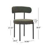 ZUN Green Boucle Dining Chairs Set of 2,Mid-Century Modern Curved Backrest Chair,Round Upholstered W2533P170108