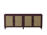 70" Rattan Buffet Cabinet with Storage, 4-Door Sideboard Buffet Cabinet with Adjustable Shelves for W757P279743