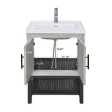 24" Bathroom Vanity White Ceramic Sink & Hot and Cold Faucet , Freestanding Bathroom Cabinet W688P224402