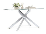 45 Inch Tempered Glass Entryway Table, Silver Chrome Metal Console Table with Adjustable Feet for 25236495
