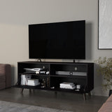 FM FURNITURE Black City Tv Stand 60" with Open Storage and 1 Door, Wengue B128P301397
