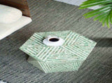 19x19x20" Tapered Green Garden Capiz Stool, Accent Side Table W2078P487549