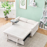 The pull-out push-in beige corduroy sofa with dual functions, equipped with a movable tabletop W1278P248126