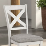 Rustic White Oak Farmhouse 2pcs Dining Chairs Cross Back Wooden Cushion Seat Kitchen Dining Room B011P326226