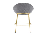 Celano Indoor Metal Upholstered Barstool, Gold-Plated Frame and Mixed Gray Upholstery, Set of 2 N775P268055G
