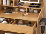 Vanity Table with LED-Illuminated Mirror, Power Outlet, Hairdryer Holder & Stool Compact Dressing 71925023