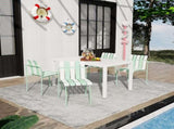 Holiday - 4-Pack Modern Striped Color Block Chairs - Waterproof PP Seat & Sturdy Metal Legs, W3450P447386