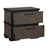 Two-Tone Brown Black Finish 2-Drawers Nightstand 1pc Modern Industrial Design Bedroom Furniture B011P242817