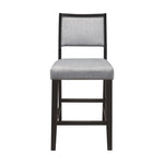 ZUN Black Finish Counter Height Chairs 2pc Set Gray Fabric Upholstered Seat and Back Casual Dining B011P246321