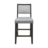 ZUN Black Finish Counter Height Chairs 2pc Set Gray Fabric Upholstered Seat and Back Casual Dining B011P246321