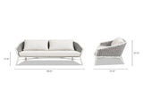 Rowan 63.5" Rope Barrel Back Patio Conversation Loveseat Sofa, Optic White Acrylic B2719P245981