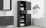 ZUN Tall Bathroom Storage Cabinet, Freestanding Storage Cabinet with Drawer and Adjustable Shelf, MDF WF312727AAB