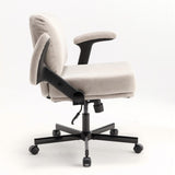 Chair with Wheels and Flip Arms-Comfy Fabric Cross Legged Office Chair with Thick Cushion&Wide Seat, 28317778