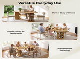 70.9" Oval Dining Table for 6 People, Fluted Panel Legs with 2 Side Open Storage Shelves, MDF 49195163