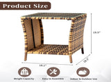 Glass Surface Yellow Gradient Iron Frame Rattan Side Table 24839289