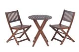 ZUN 3-Piece Acacia Wood Bistro Set, Wooden Folding Patio Furniture for Garden Backyard Balcony Porch w/ 04266338