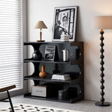 ZUN Multifunctional 4-Tier Black Book Shelf & Coffee Table for Living Room Bedroom Dining Room Study W1801137469