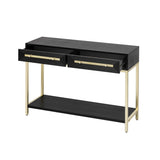 TREXM Entryway Table, Console Table with Two Drawers, Retro Hallway Table with Striking Geometric N715P227910B