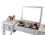 ZUN Mirrored Vanities Desk with Drawers, Bedroom Makeup Vanity Table Set with Mirror and Stool, Flip Up W2170140324